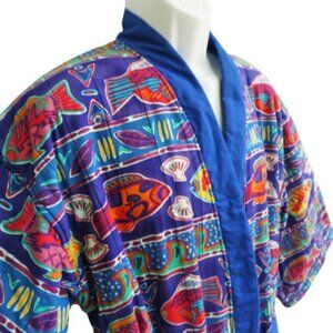 Vintage Heavyweight Quilted Terrycloth Lined Cotton Robe Designer Faconnable M